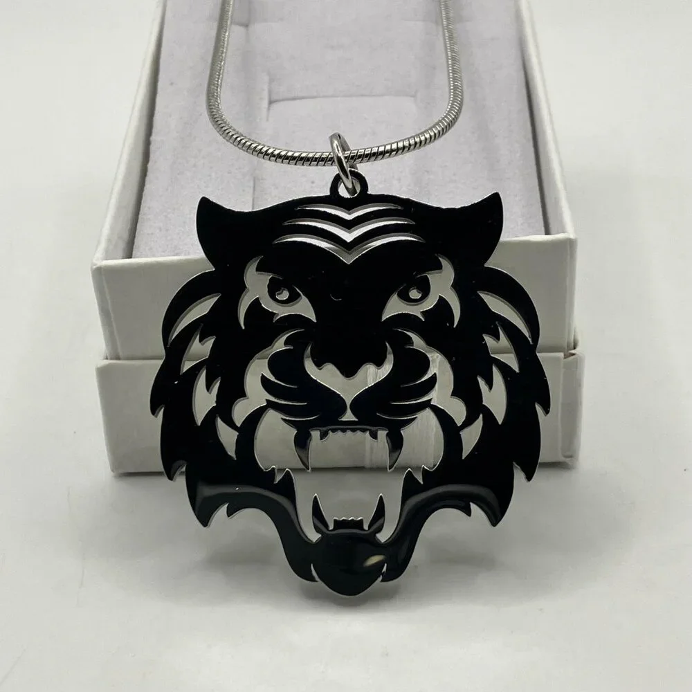 Stainless Steel Tiger Pendant Necklace Laser Cut Pendant + Choice of Chain